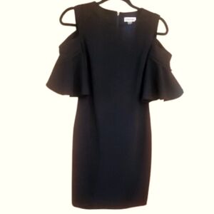Calvin Klein Black Cold Shoulder Bell Sleeve Dress Size 6